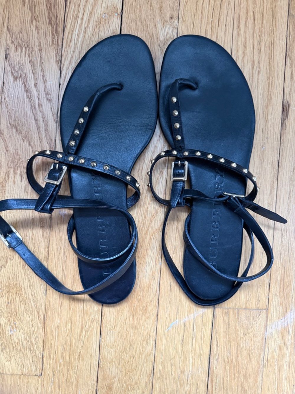 Burberry Black Studded Ankle-Strap Women's Sandals size 40